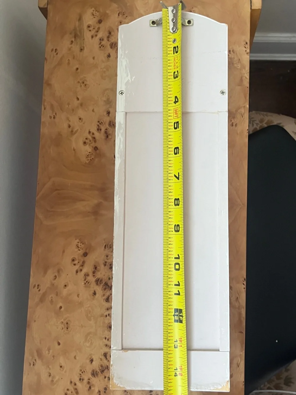 Off White / cream painted decorative Wood Wall Shelf w hooks -